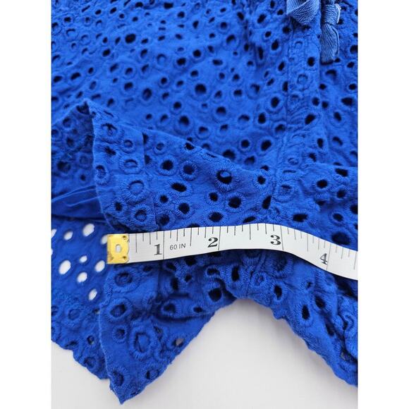 En Creme Women's M Blue Circle Eyelet Boutique Casual Coastal Cotton Shorts - Picture 4 of 7